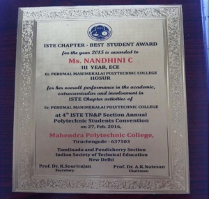 Best student award by ISTE