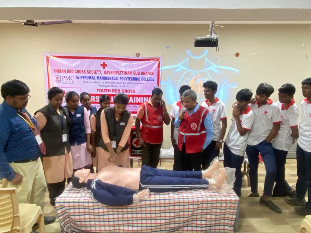 First Aid Training Program conducted by Kaveripatnam Red Cross Society at PMC Tech Polytechnic College